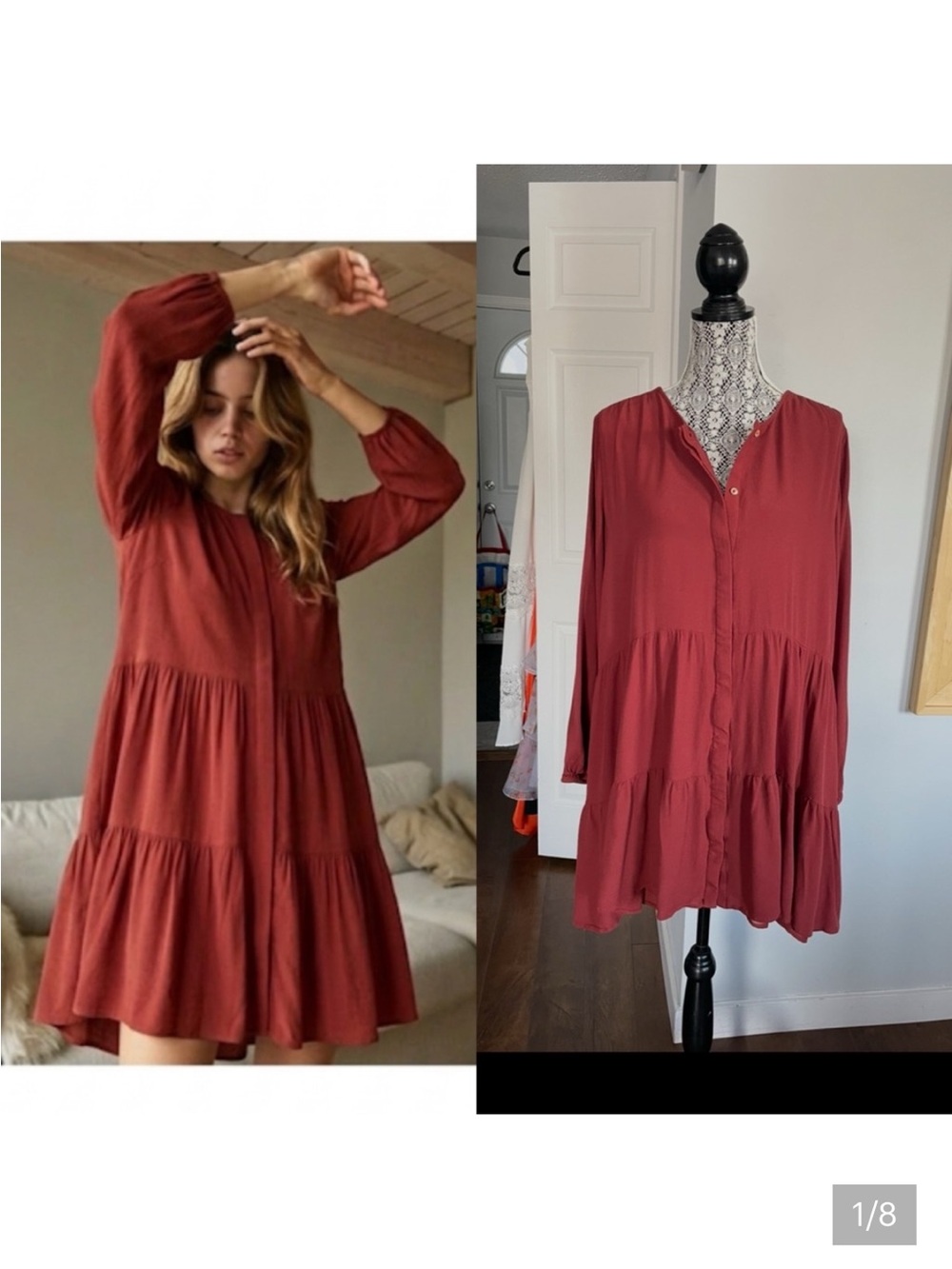 Aritzia Large Wilfred Barossa Boho Tiered Dress.